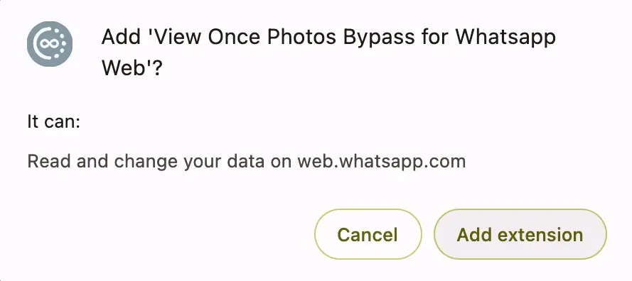 Confirm to add extension prompt box