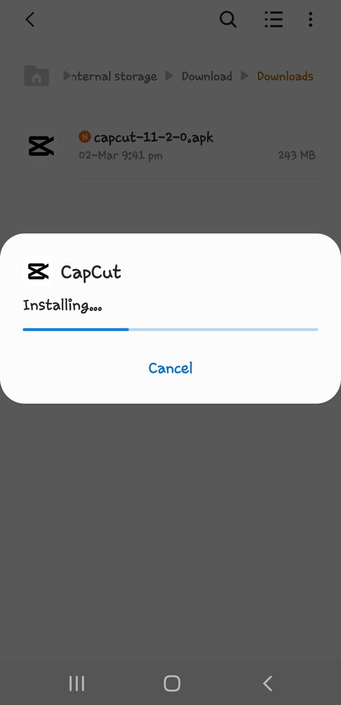 CapCut installing wait
