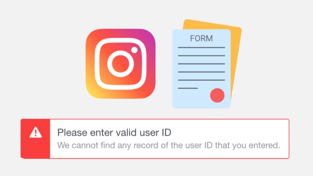 Please enter valid user ID error in Instagram appeal form