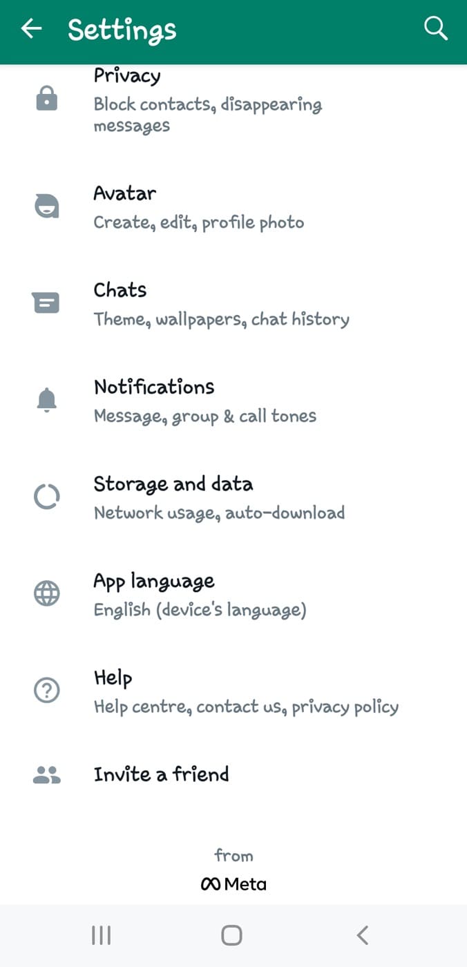 WhatsApp Help Section