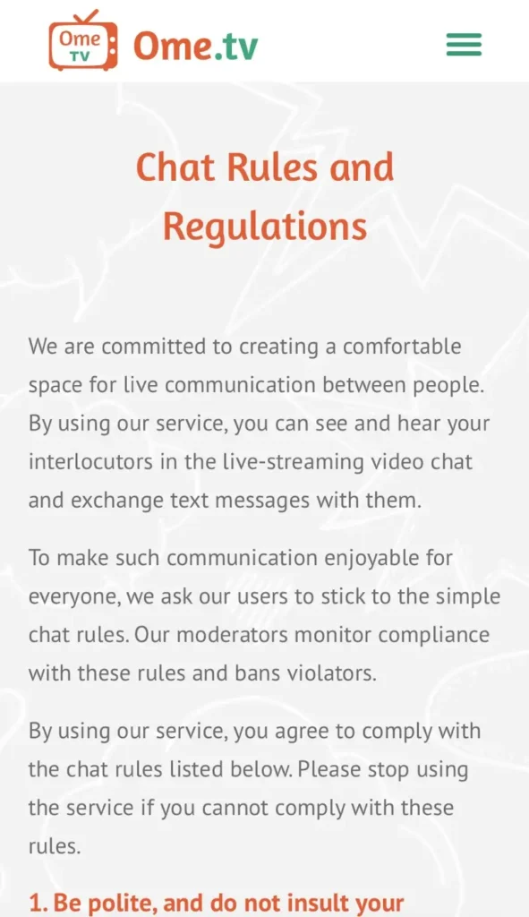 OmeTV chat rules and regulations