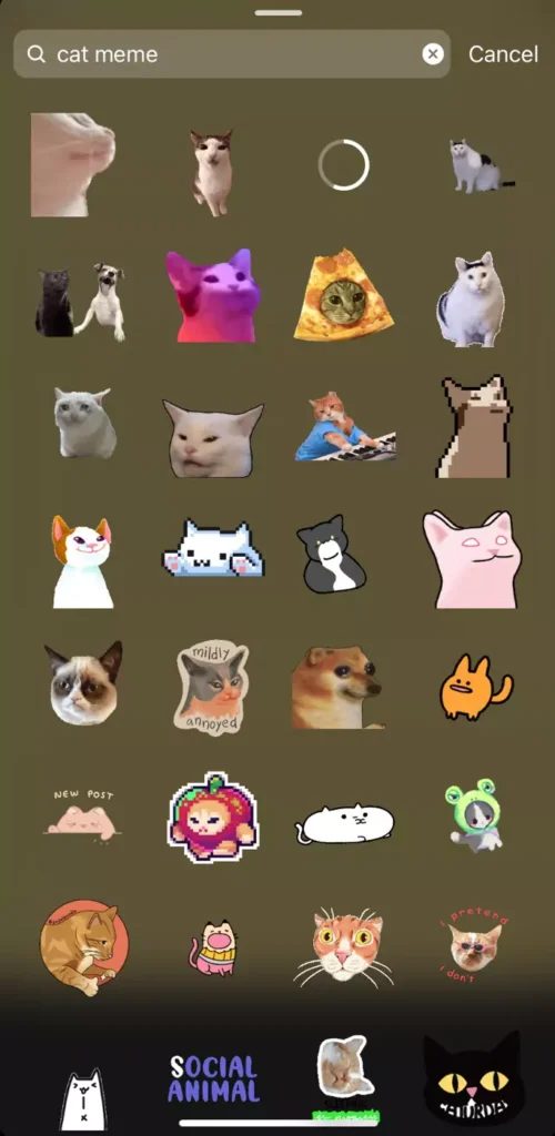 Select your GIF to add on Instagram story