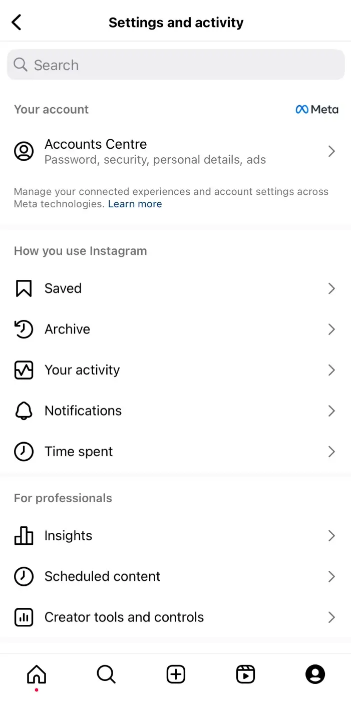 Go to Your Activity on Instagram