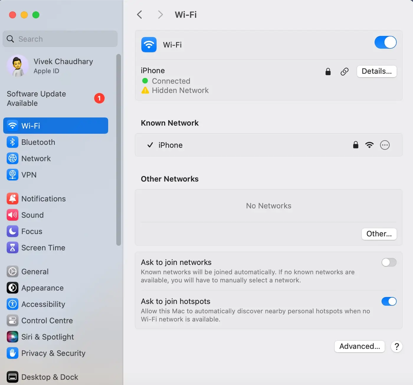 Check Wi Fi connection on MacBook