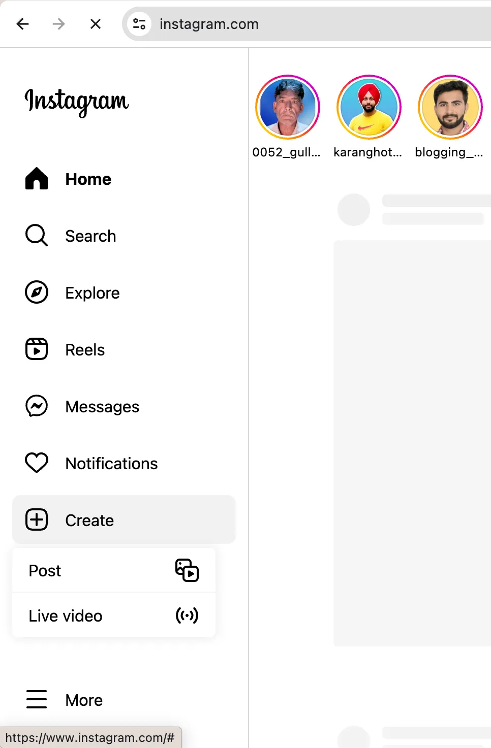Create post on Instagram website