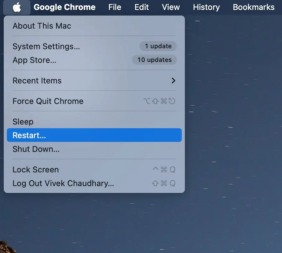Restart MacBook
