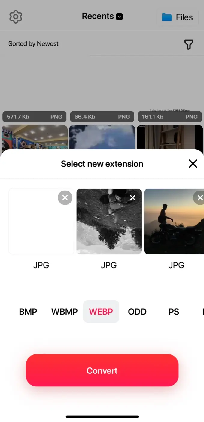 Select WebP format
