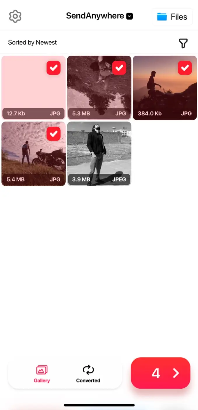 Select photos to convert