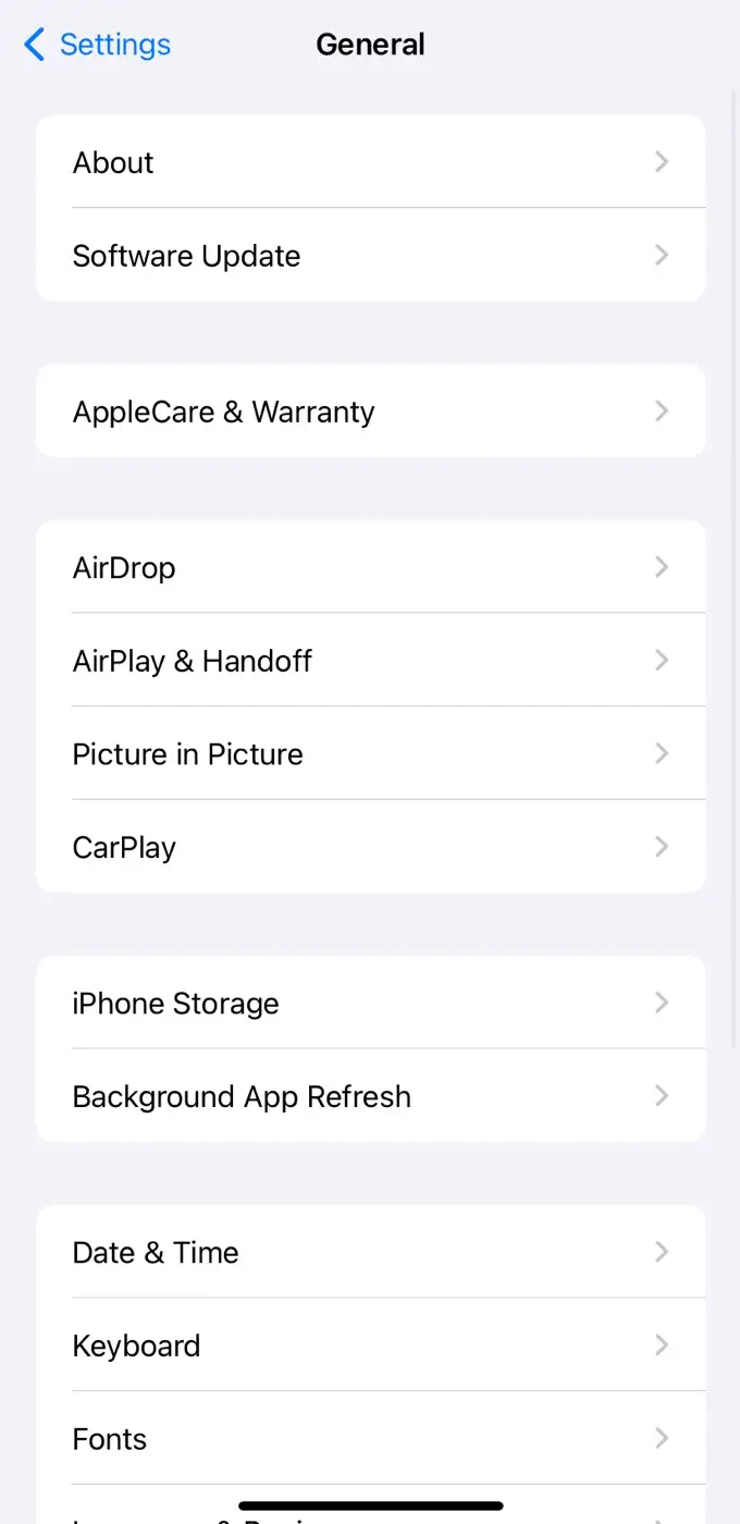 Software Updare in iPhone General Settings