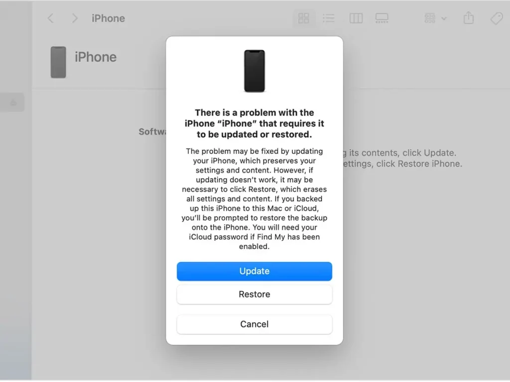 Update iPhone in Recovery Mode