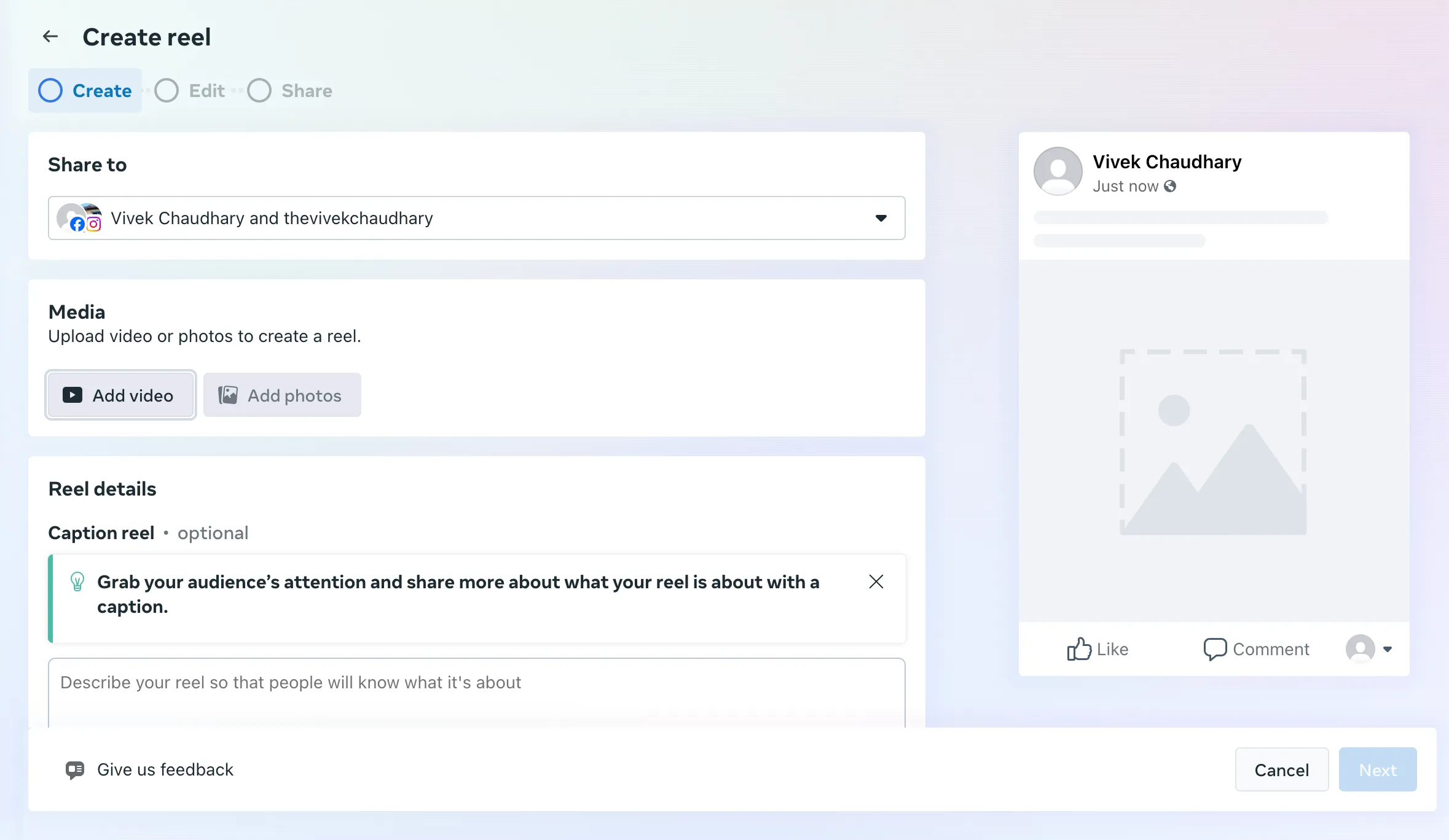 Upload reel on Instagram from PC using Meta Business Suite