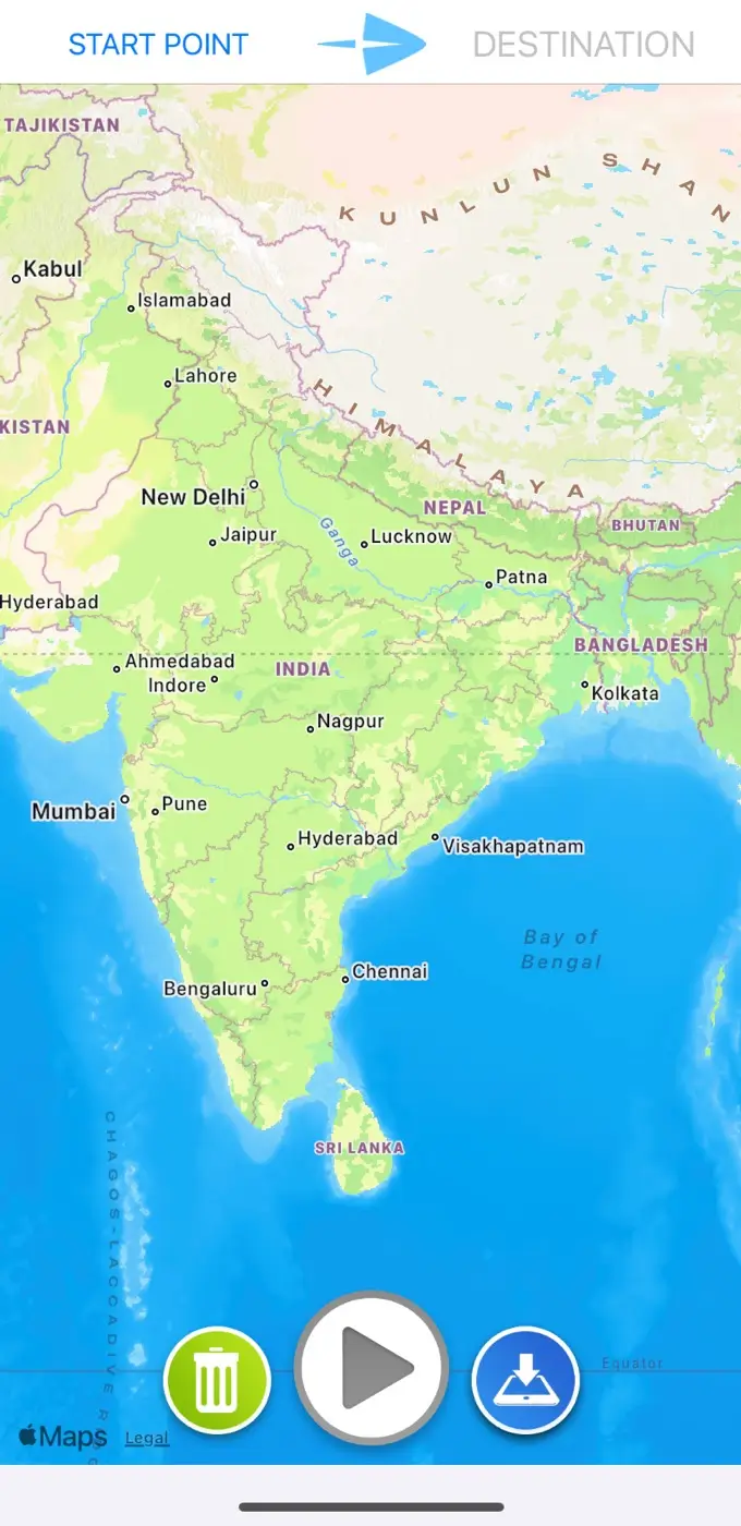 Choose start point location