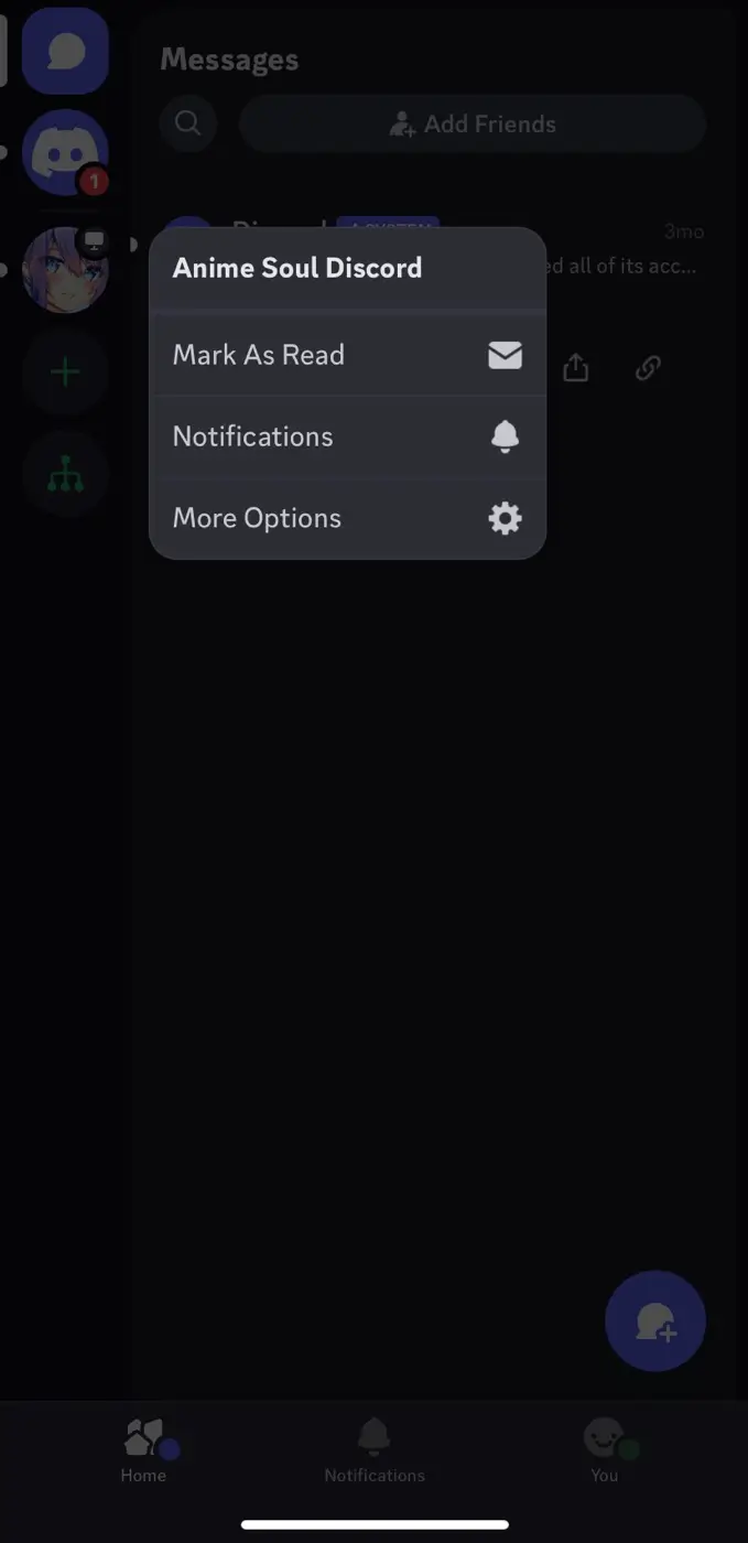 More options Discord server
