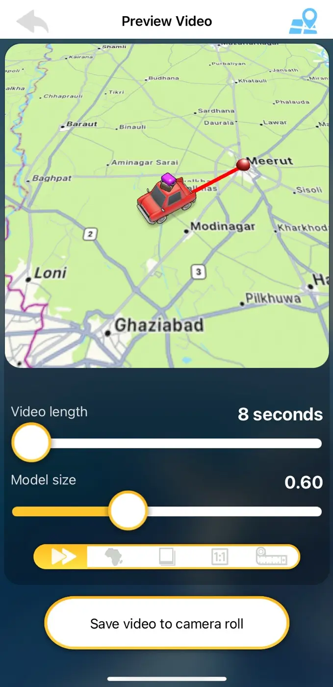 Save animated travel map video