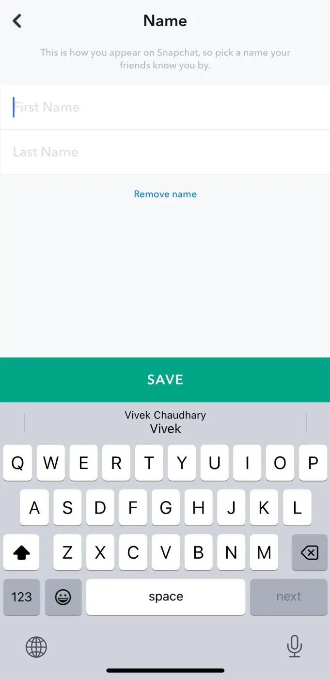Hide your name on Snapchat