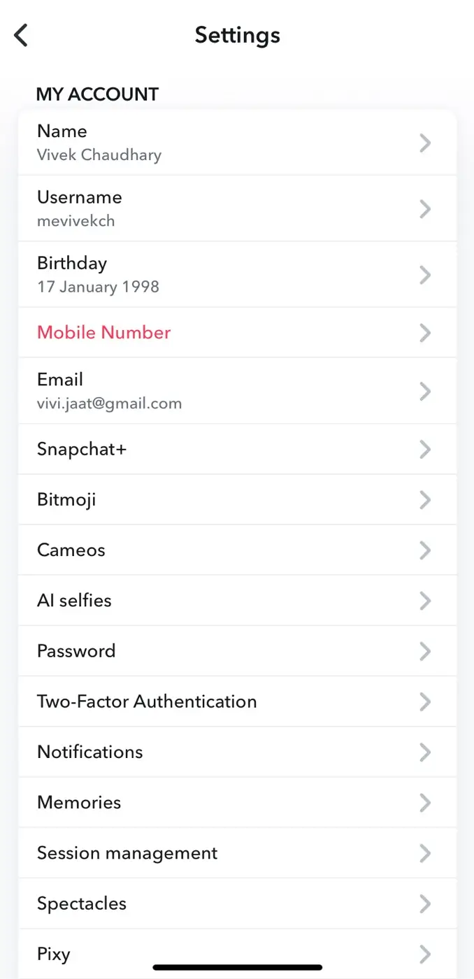 Tap Name under My Account