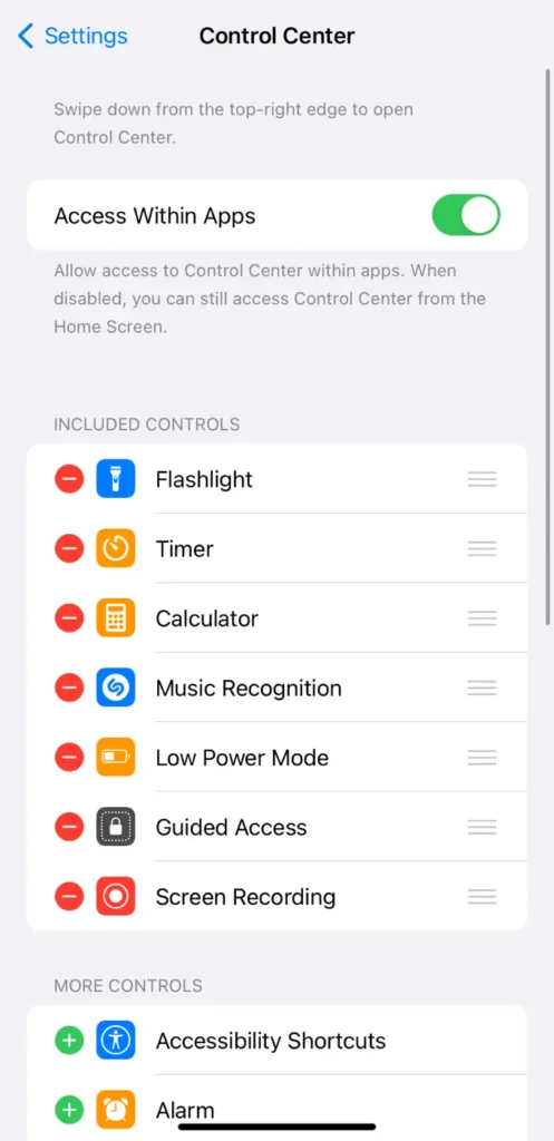 Add screen recording to control center on iPhone