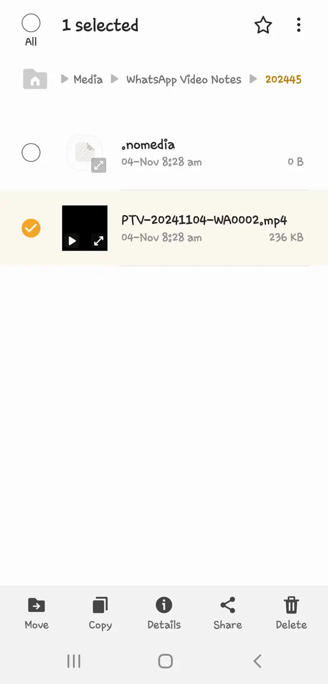 Copy WhatsApp video note from WhatsApp folder