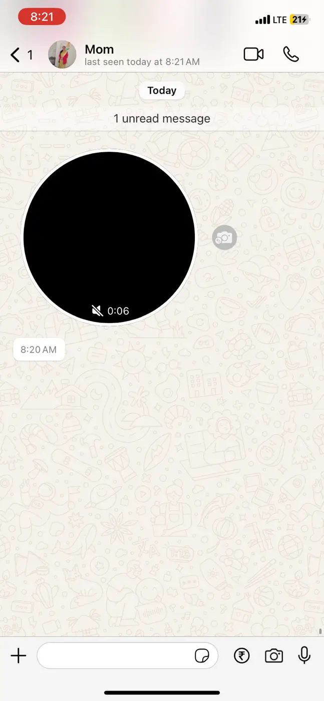 Save WhatsApp video note by screen recording
